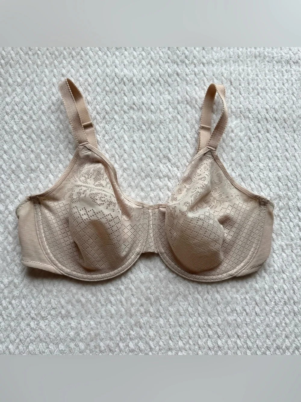 Wacoal 857210 Visual Effects Minimizer Bra 38D Beige Nude Seamless Lace Comfort